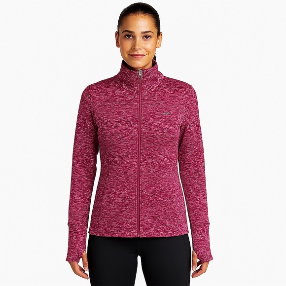 Columbia Full Zip Marled Pink Knit Athletic Zip Up Jacket Women’s Size Medium - Picture 1 of 7